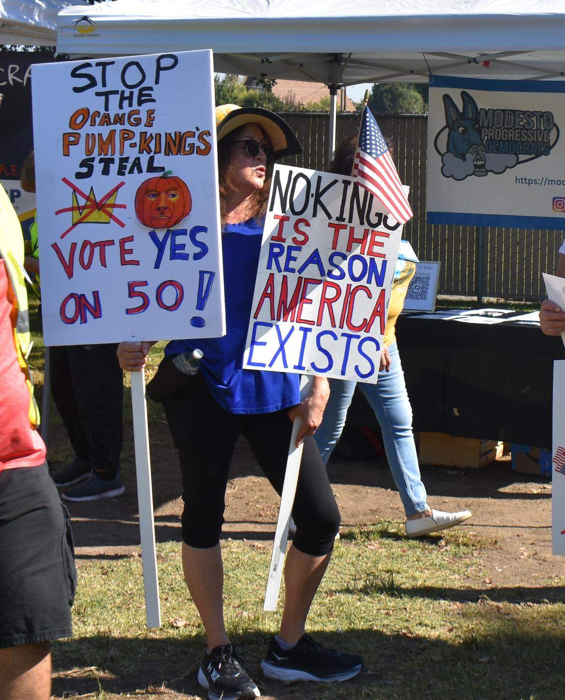The second No Kings rally in Modesto this year was held in Standiford Park on Tokay Avenue in Modesto, Calif., on Saturday, Oct. 18, 2025.