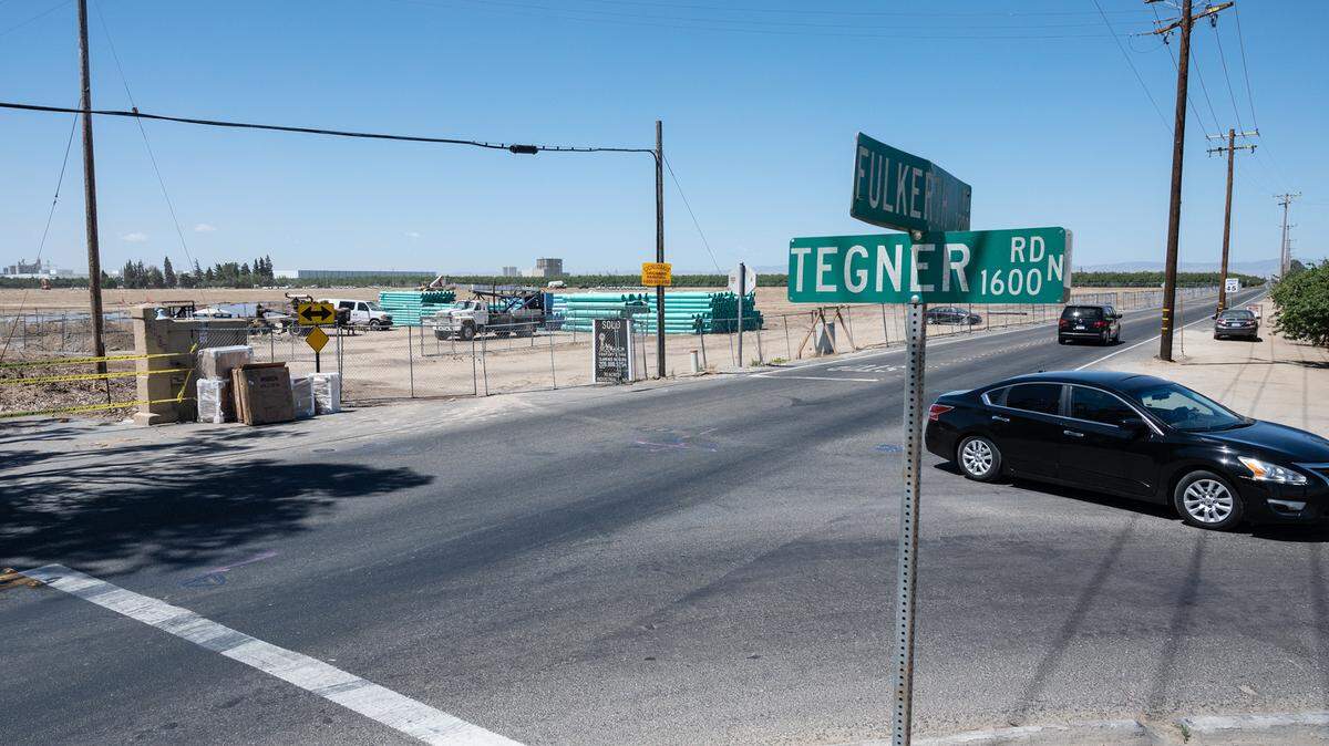 Future site of a one-million-square foot warehouse in the Turlock Regional Industrial Park seen from Tegner and Fulkerth Roads in Turlock, Calif., on Thursday, May 20, 2021.