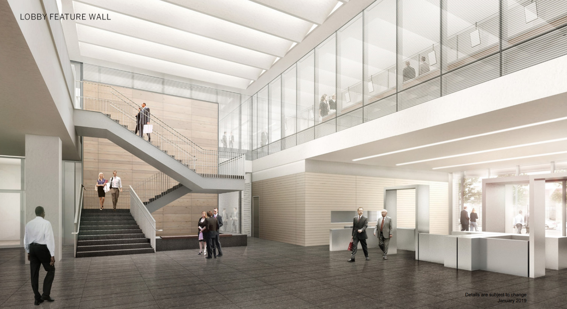 An artist rendering of the interior of the new Stanislaus County Courthouse located in downtown Modesto. The building is nearly complete, but still under construction.