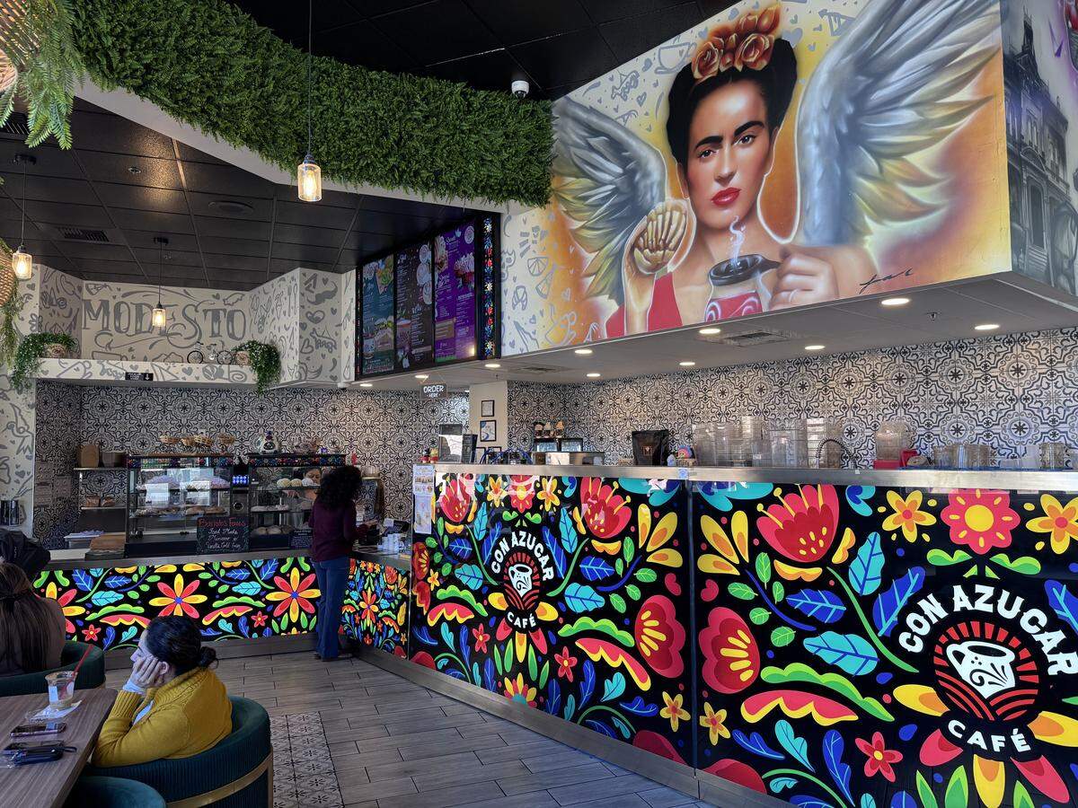 The interior of Con Azucar Cafe in downtown Modesto