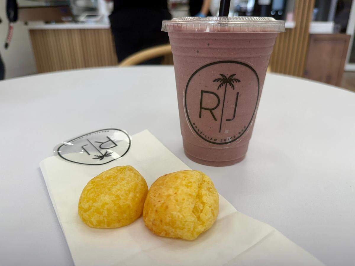 Pão de queijo, or cheese bread, is part of Rio Juice’s Brazilian-focused health foods menu.