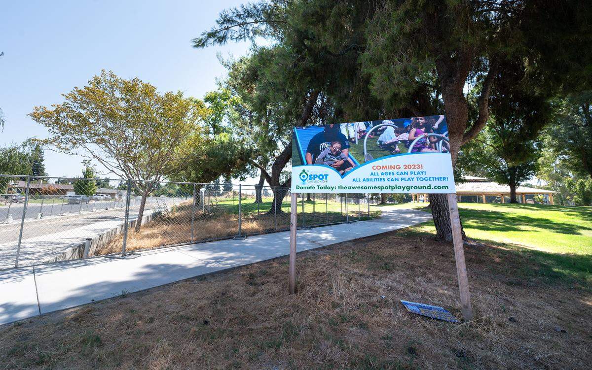 Preliminary construction has started on the Awesome Spot playground at Beyer Community Park in Modesto, Calif., Friday, August 4, 2023.