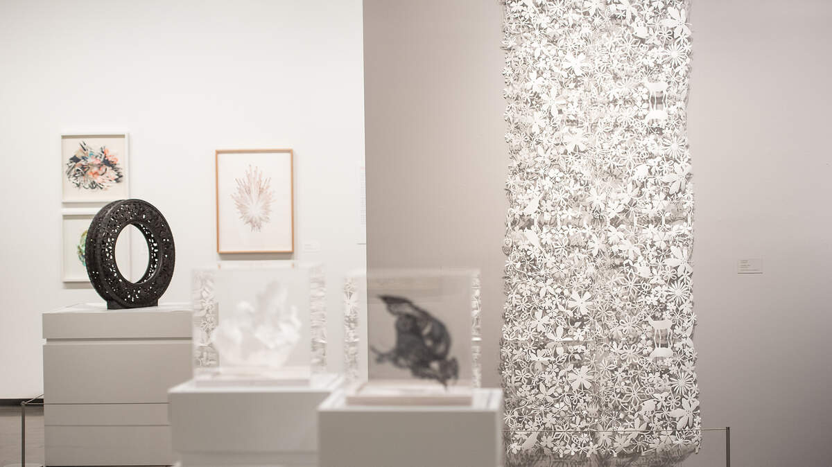 The exhibit “Cut Up/Cut Out” at Carnegie Arts Center in Turlock, Calif., on Friday Oct. 23, 2020.