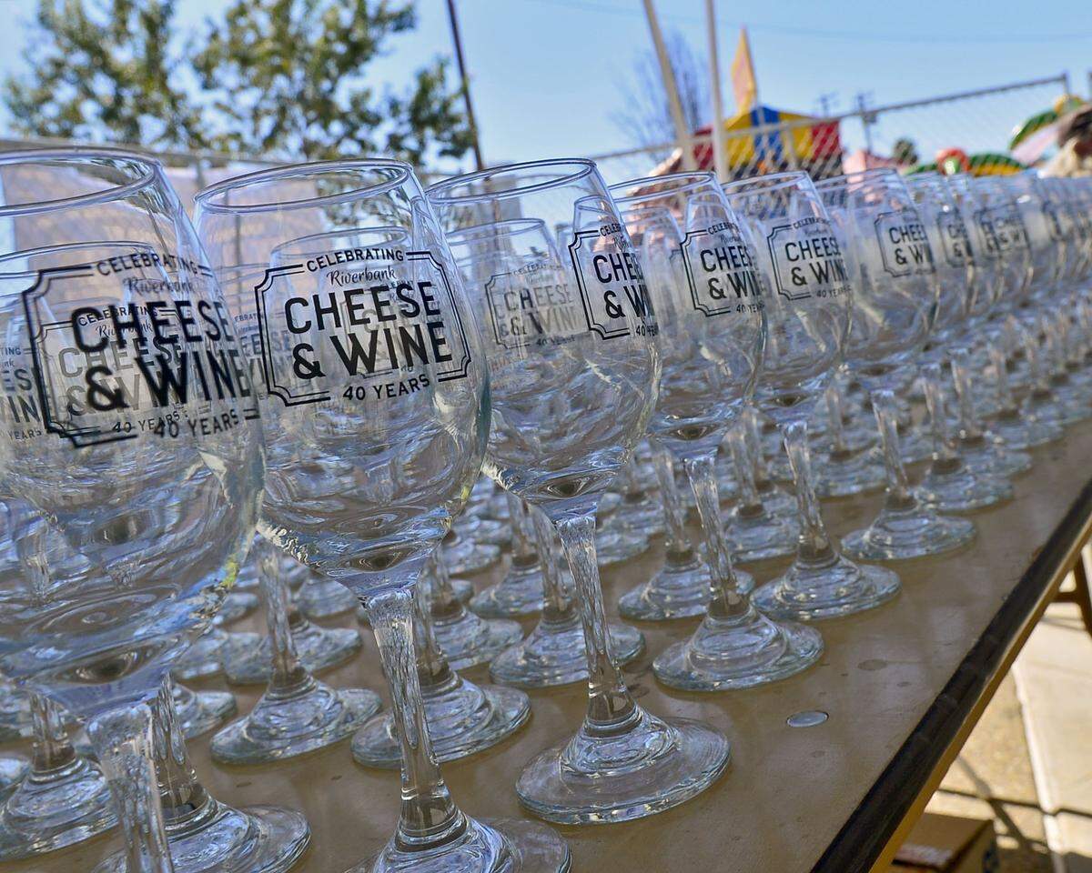 Specialty wine glasses during the 40th Annual Riverbank Cheese and Wine Expo in Riverbank California on October 8, 2016.