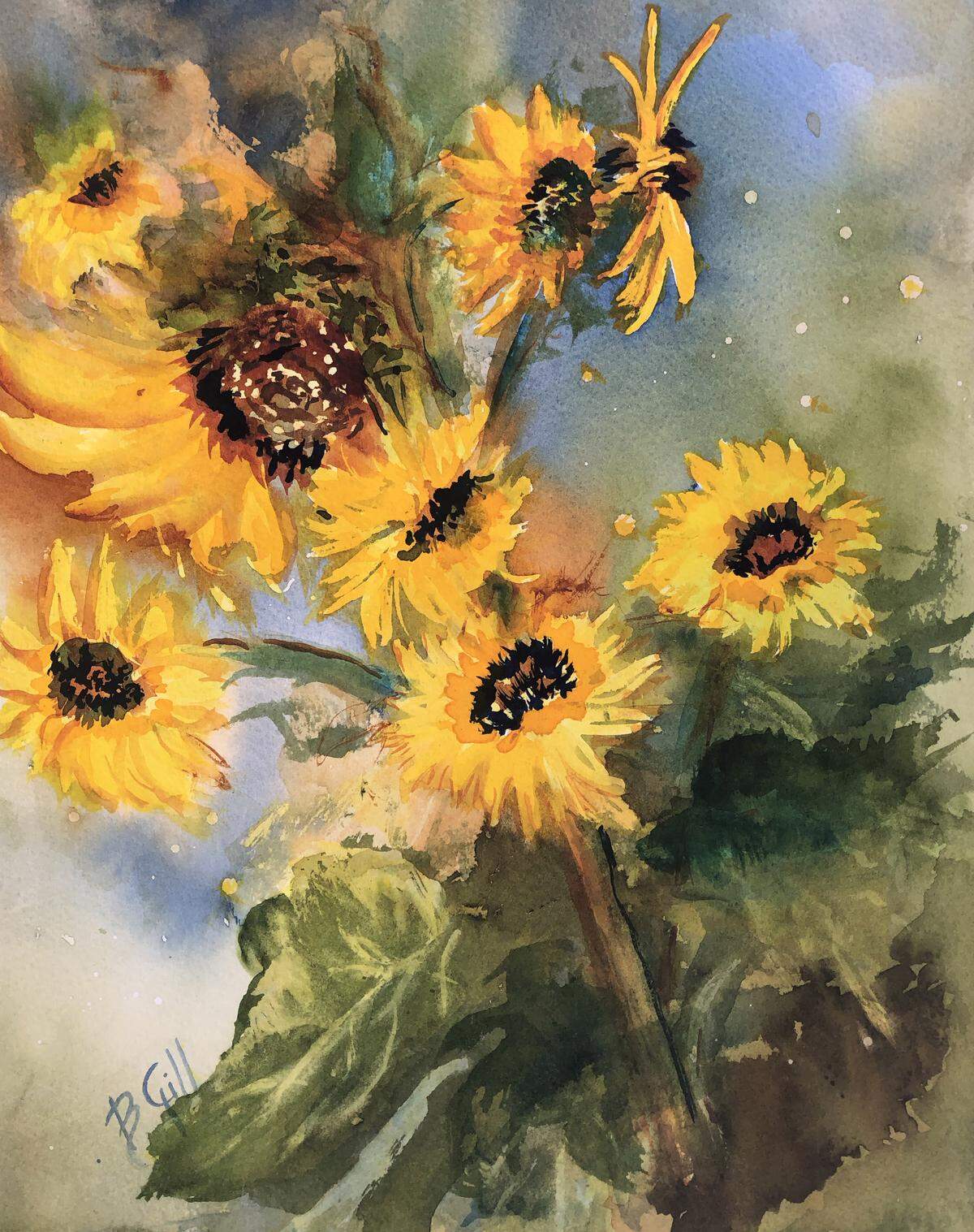 “Sunflower Spikes,” a watercolor by Barbara Gill, one of the artists on the open studio tour.