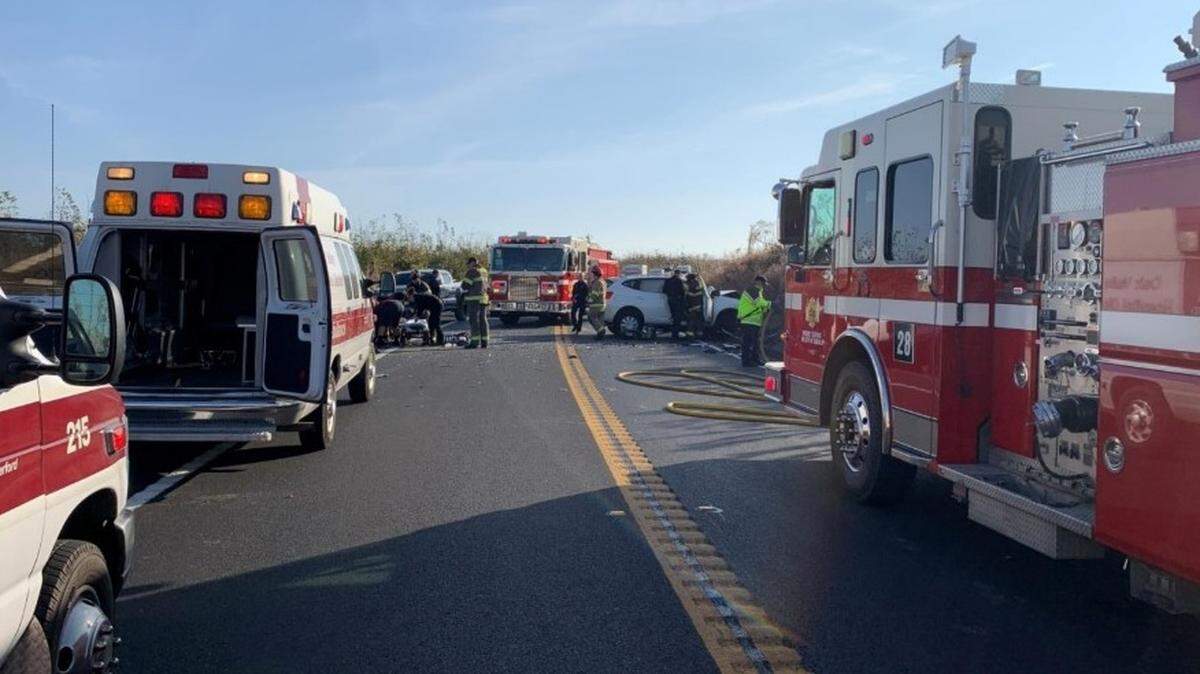 Emergency responders work the scene of a fatal crash on Highway 108 east of Oakdale on Sunday, Nov. 17, 2019.