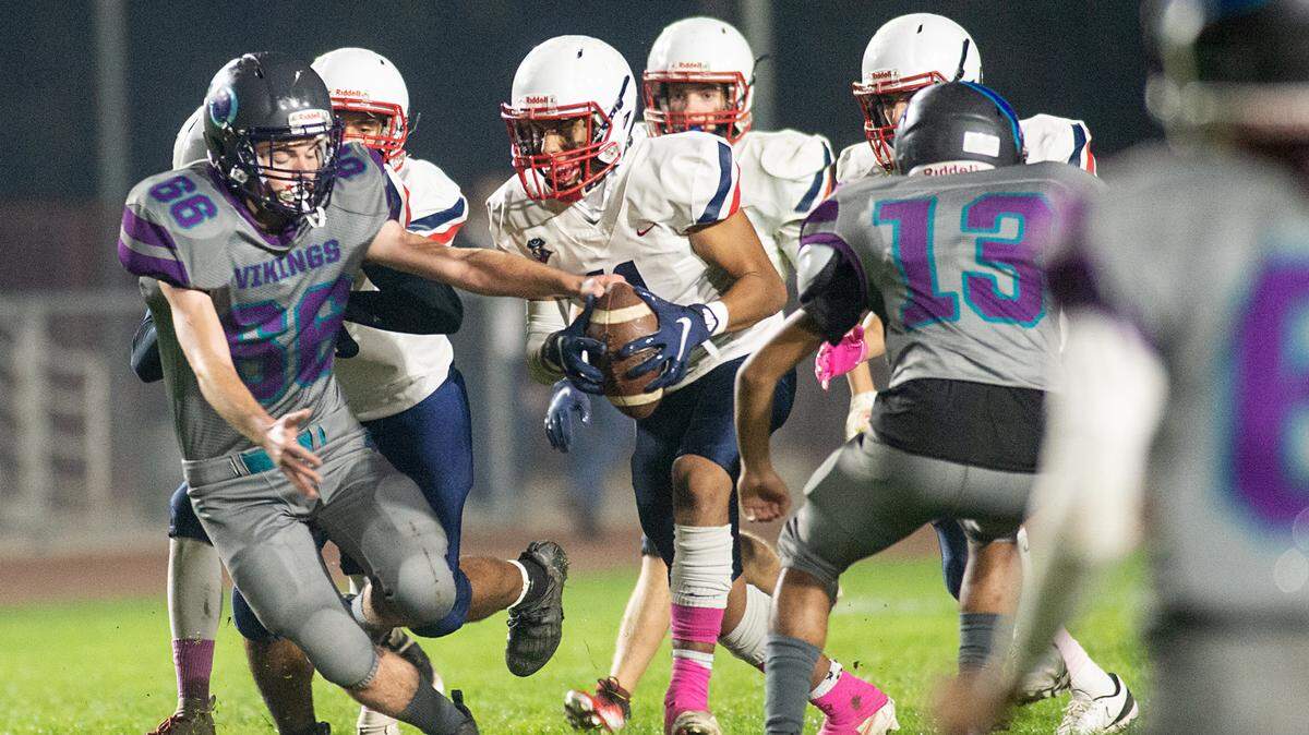Beyer and Johansen battle for an onside kick during the Western Athletic Conference game at Johansen High School in Modesto, Calif., on Friday, Oct. 29, 2021.