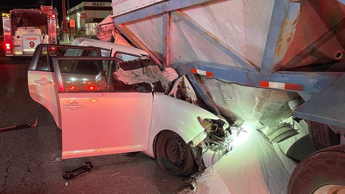 The driver was killed and three passengers were badly hurt in a crash in the 4 a.m. hour Sunday, July 9, 2023, in the Beard Industrial Park in Modesto.