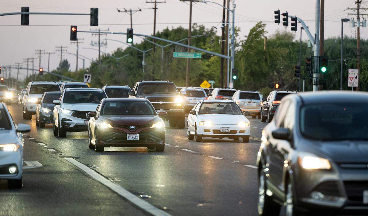 Motorists on McHenry in Modesto, Calif., Friday, Oct. 27, 2023.