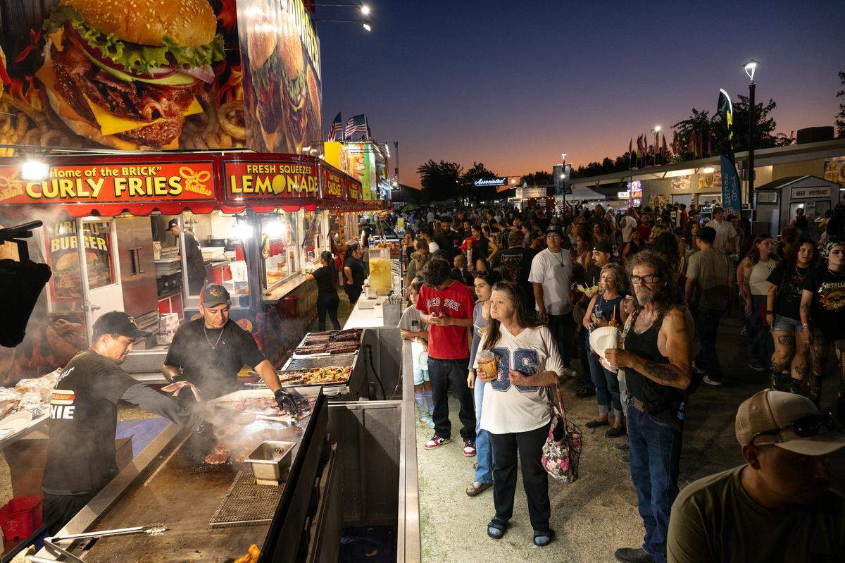 Fair visitors fill the food court during the Stanislaus County Fair in Turlock, Thursday, July 17, 2025. 