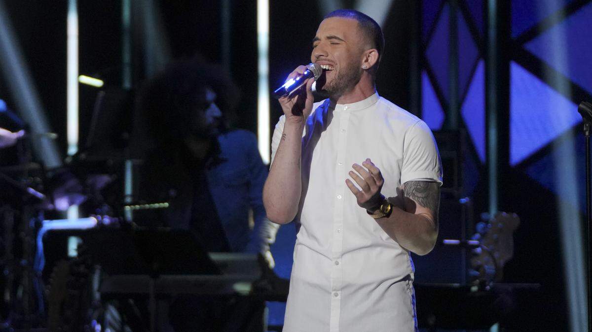Modesto native and American Idol finalist Ryan Hammond on stage during his Top 20 solo performance which aired April 1, 2019 on ABC.