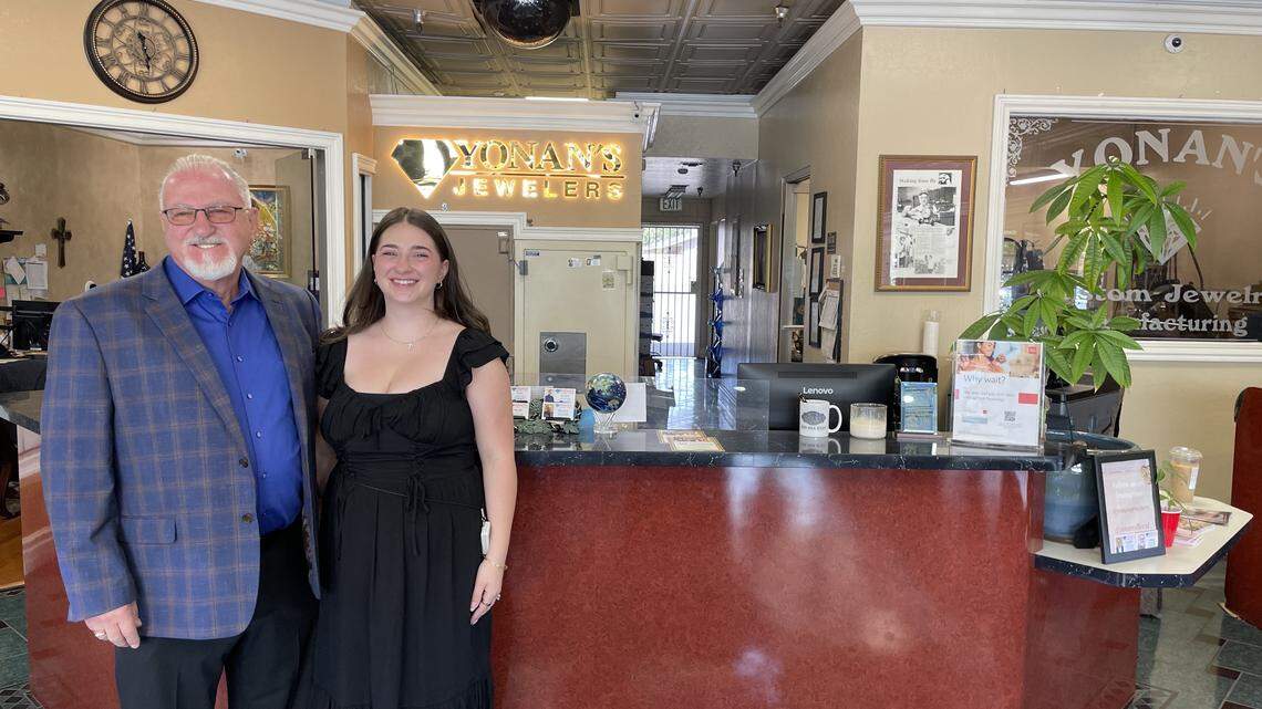 Ed Yonan and his daughter Sofia Yonan at their store Yonan’s Jewelers on Wednesday, April 15 in Turlock.