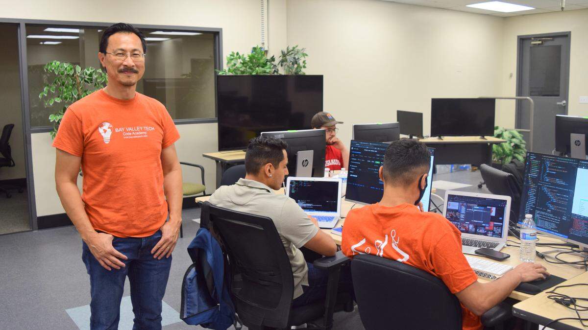 Founder Phillip Lan stands in the offices of Bay Valley Tech coding academy in Modesto on July 29, 2021.