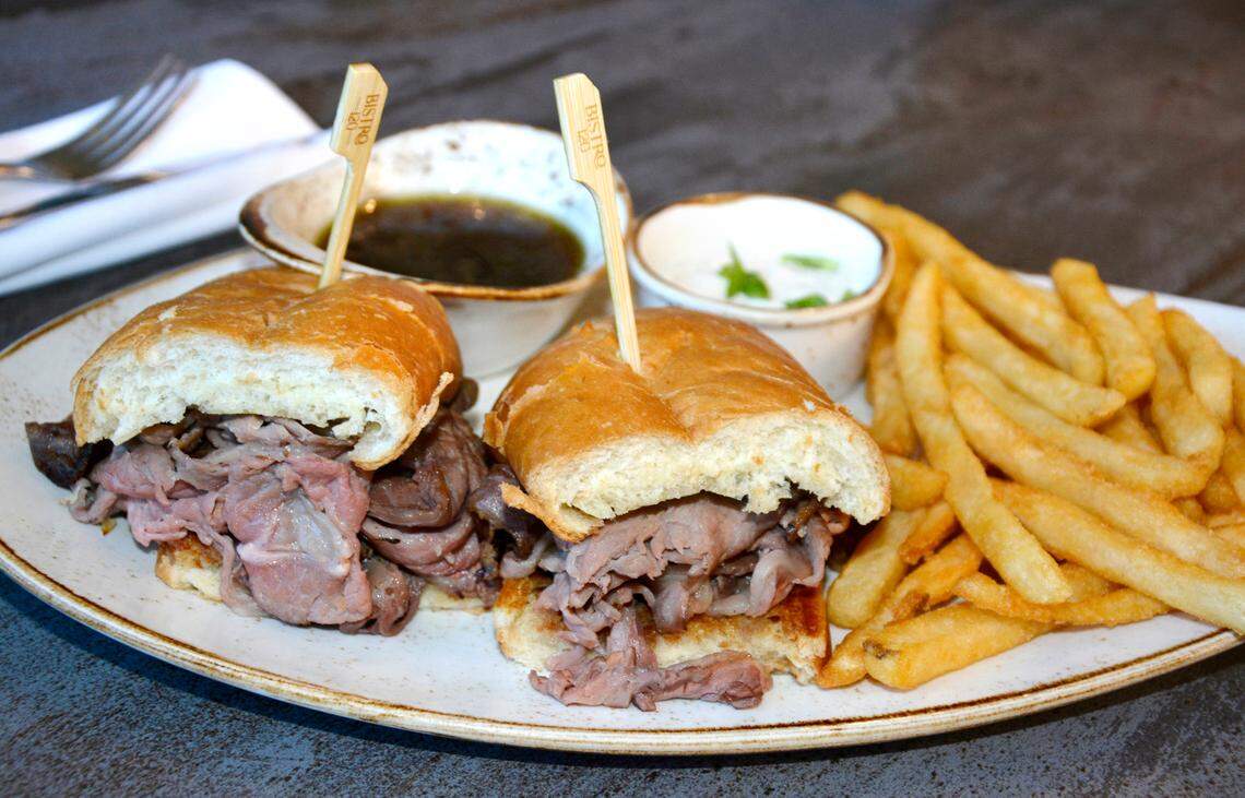 The Prime French Dip from the lunch and dinner menu of Bistro 120 in Oakdale, Calif.