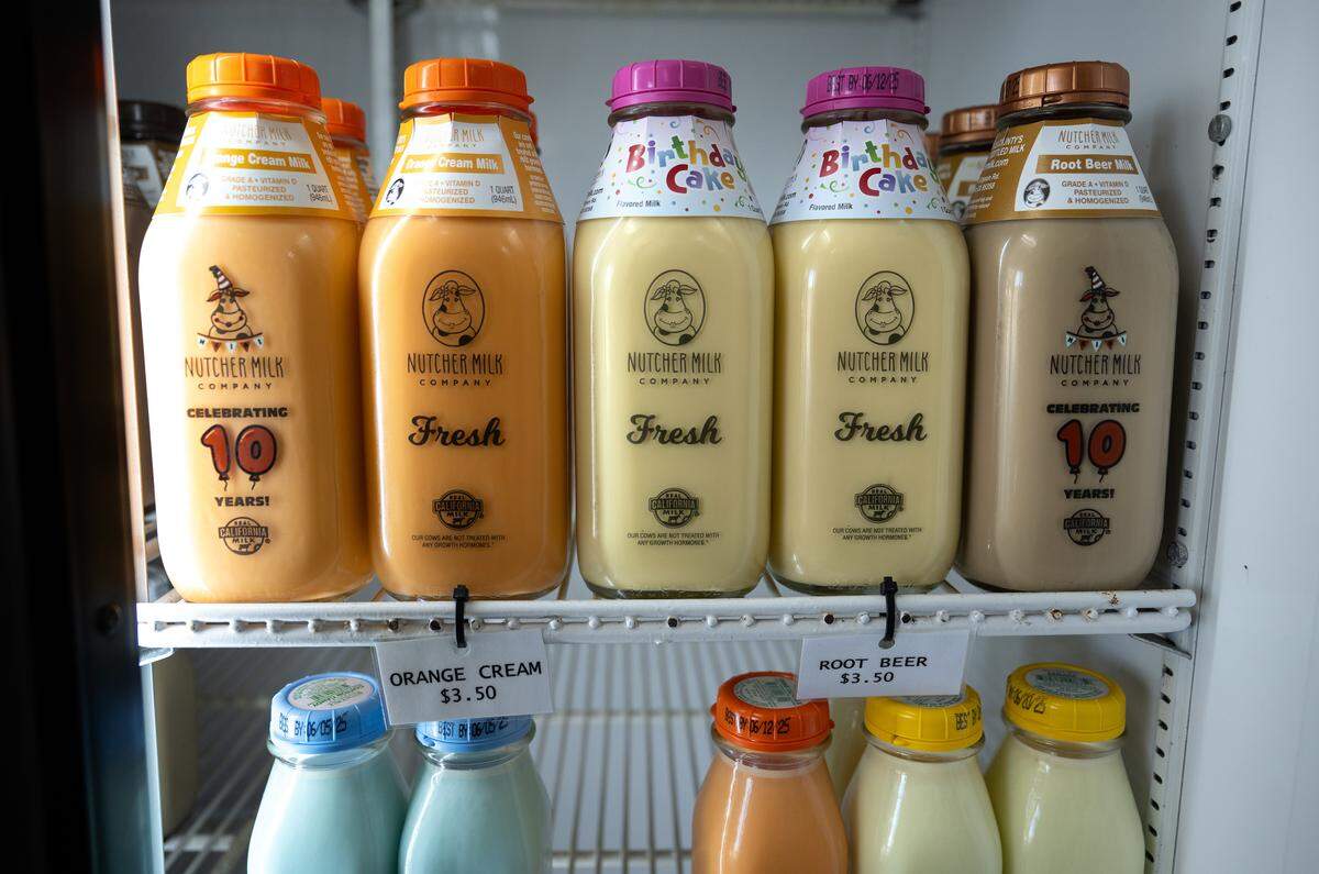 Nutcher Milk Company flavored milk in Modesto, Thursday, June 5, 2025. 