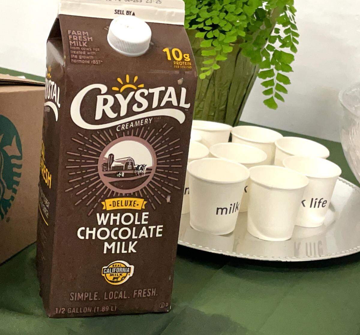 Chocolate milk made by Crystal Creamery of Modesto was served at its March 29, 2022, induction into the California Green Business Network.