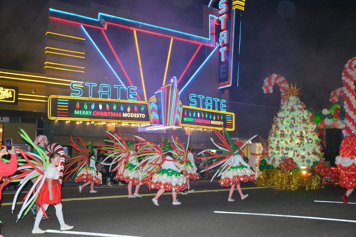 Participants on Modesto’s Celebration of Lights holiday parade on Dec. 4. 2021 in Modesto, Calif.