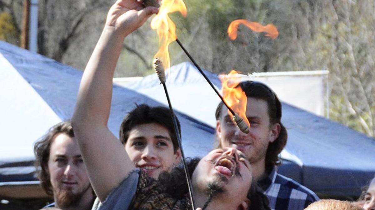 A pyro-juggler performs at the Celtic Faire in 2015.