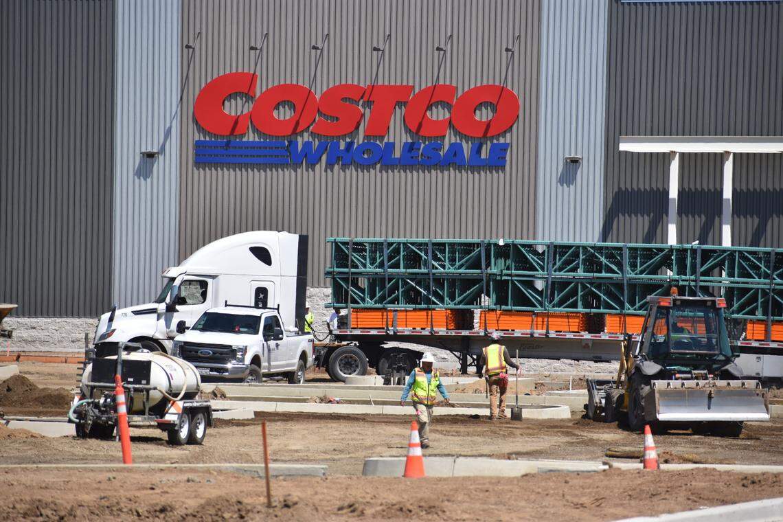 The Costco store going up at Claribel and Oakdale roads in Riverbank is pictured April 30, 2024. It is scheduled to open June 13.
