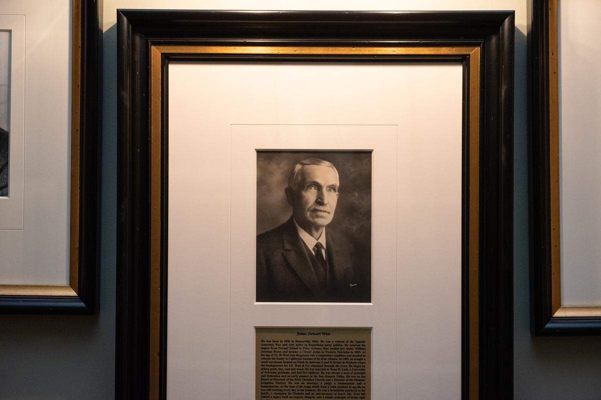 A photograph of J.S. West founder James Stewart West in the corporate office on 9th Street in Modesto, Calif., Monday, Nov. 1, 2022.