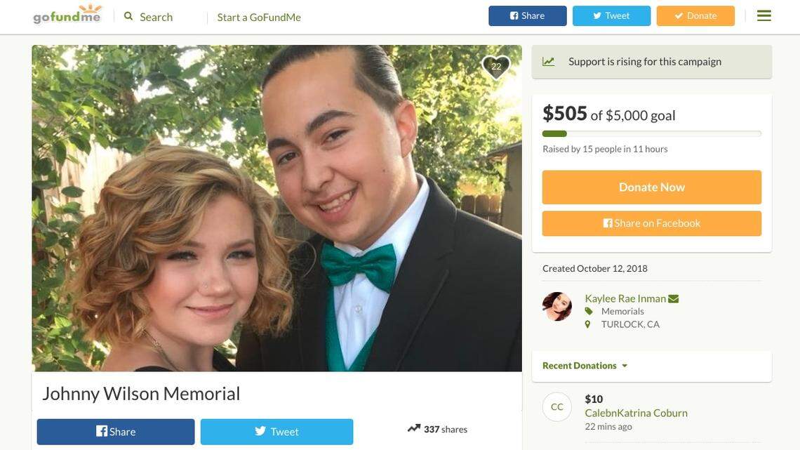 Johnny Wilson Memorial on gofundme.com