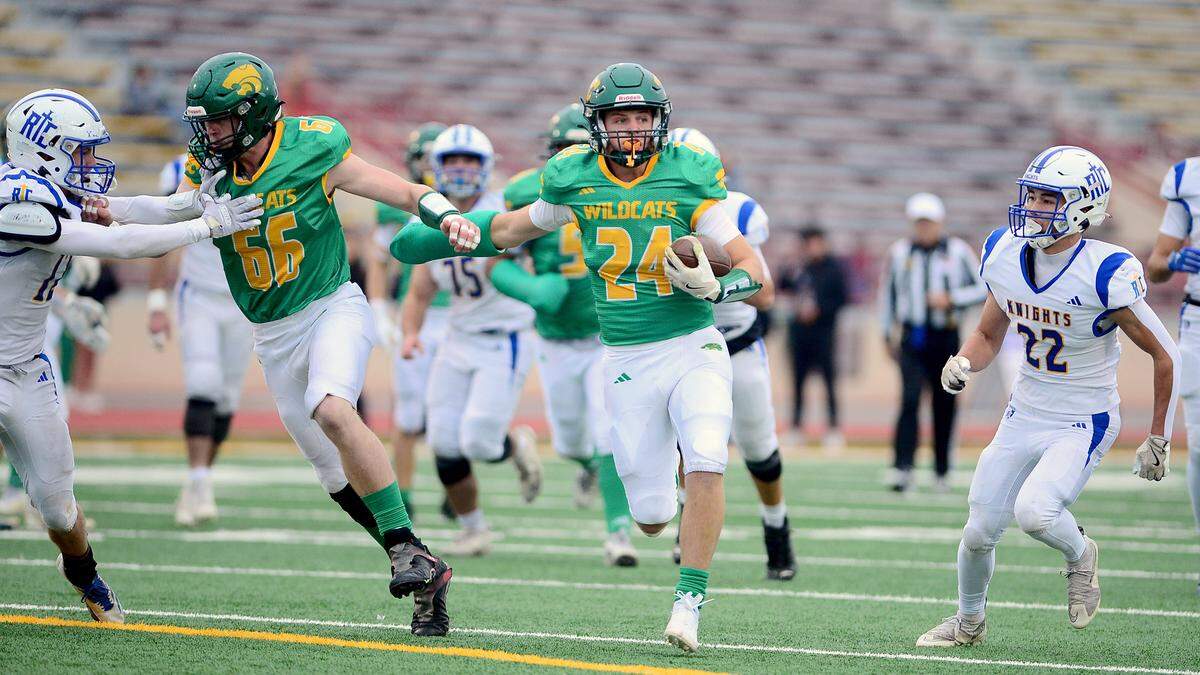 Sonora running back Tommy Sutton (24) breaks free on a touchdown run during the Sac-Joaquin Division VI Section Championship at Sacramento City College in Sacramento, Calif. Nov. 29, 2025. Sonora won the game 56-18.