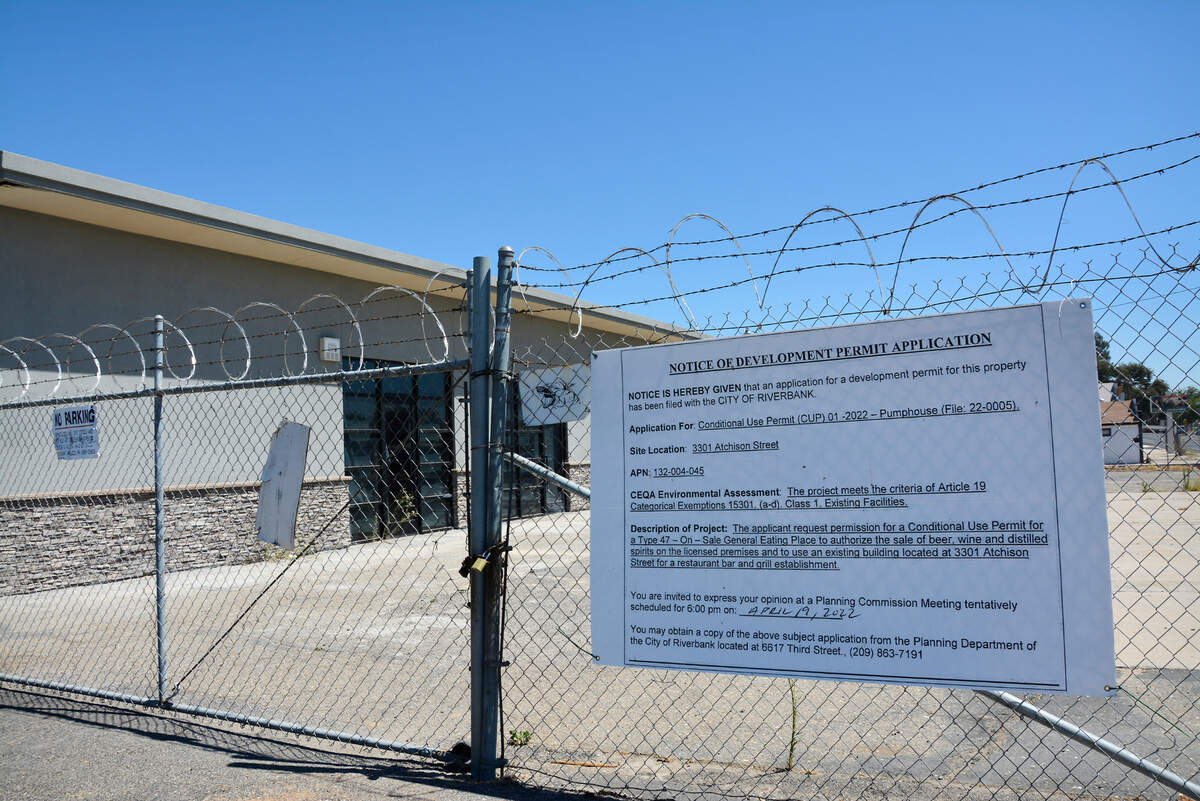 The exterior of The Pump House, a new full-service restaurant planned in downtown Riverbank, Calif. on Aug. 26, 2022.