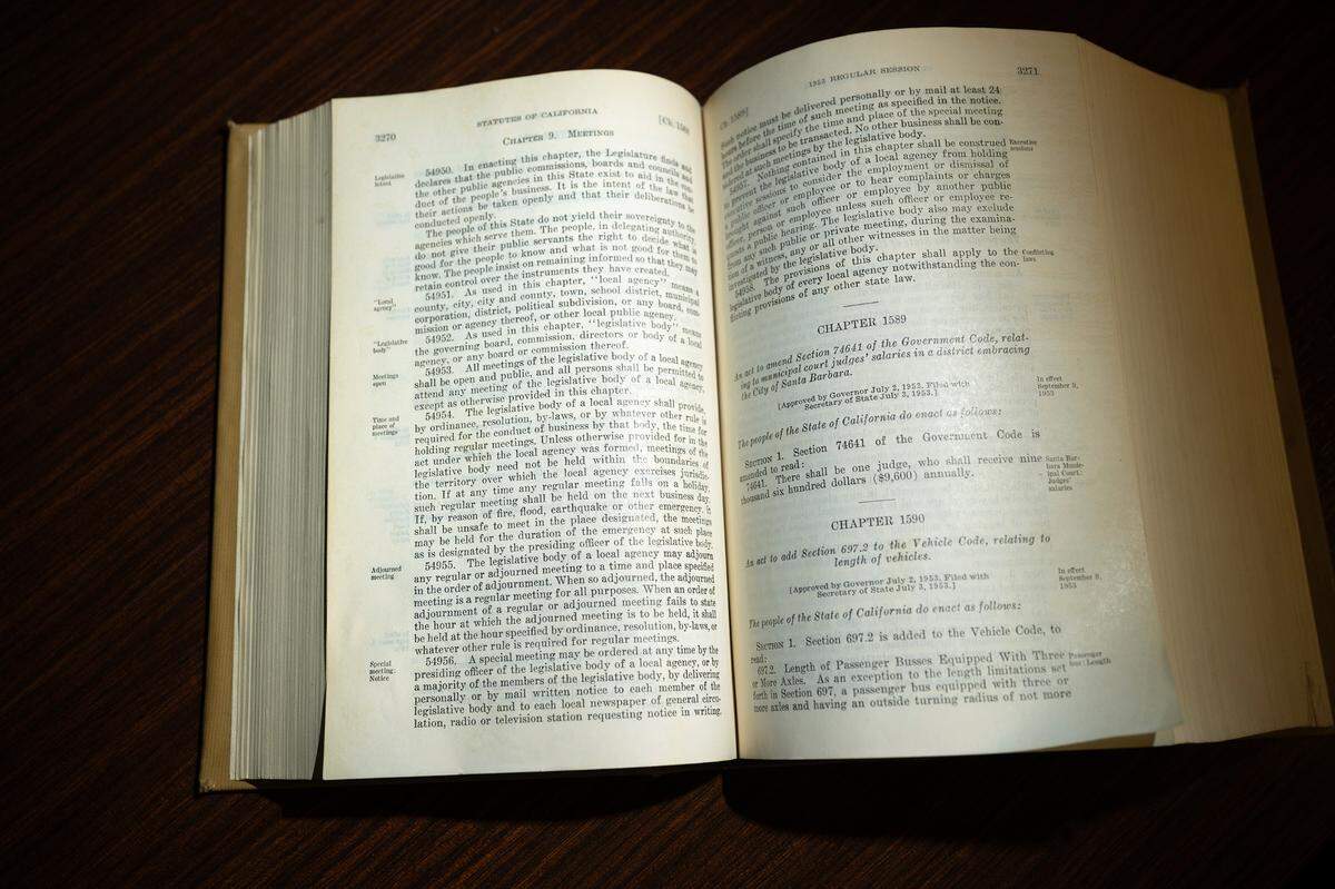 Text of the Brown Act in Modesto, Tuesday, Jan. 7, 2024.