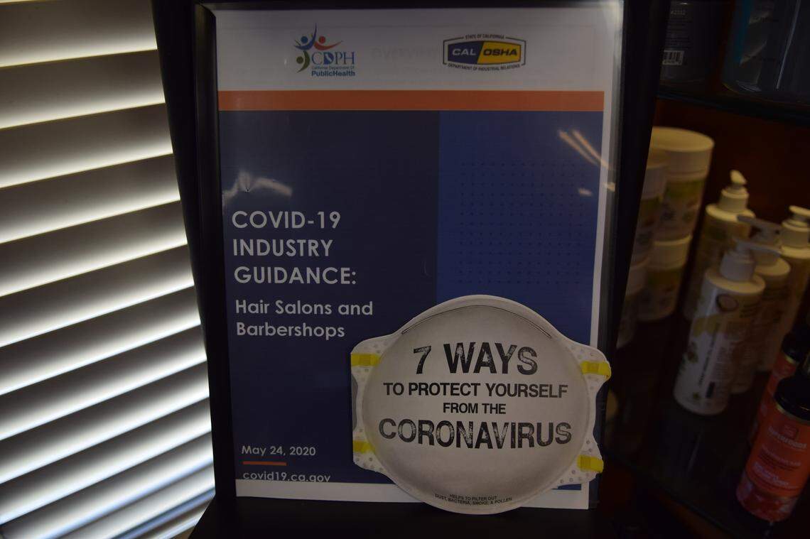 Hair Dynamix in Ceres, California opened on Wednesday, May 27, 2020 after being closed for two months due to the coronavirus pandemic. The store had guidelines from the state’s department of health for customers to look at if they chose.