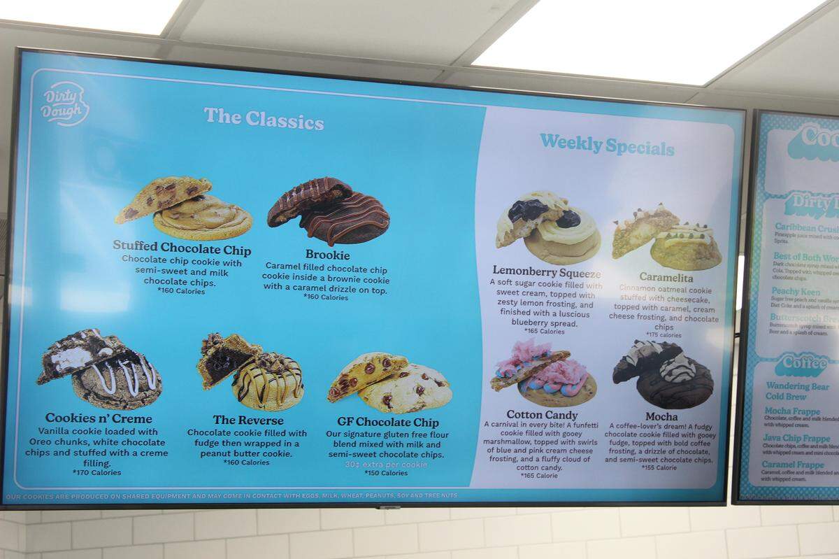 A menu display of the classic and weekly menus will be shown to customers when they walk in.