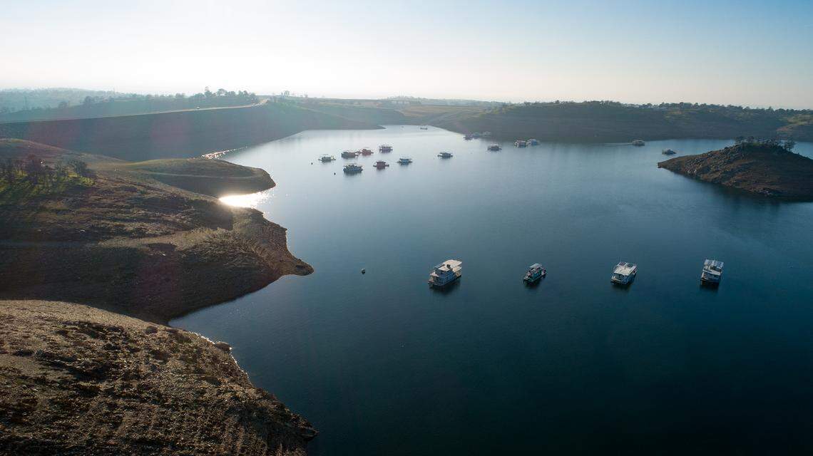 Don Pedro Reservoir looking west in Tuolumne County Calif., on Wednesday, Jan. 26, 2022.