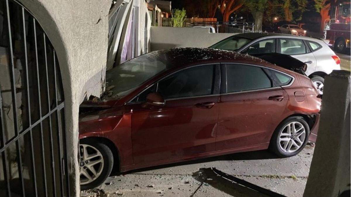 A hit-and-run collision pushed a car through the wall of a residence on the 1600 block of Pelton Avenue in south Modesto on Wednesday morning, March 18, 2020.