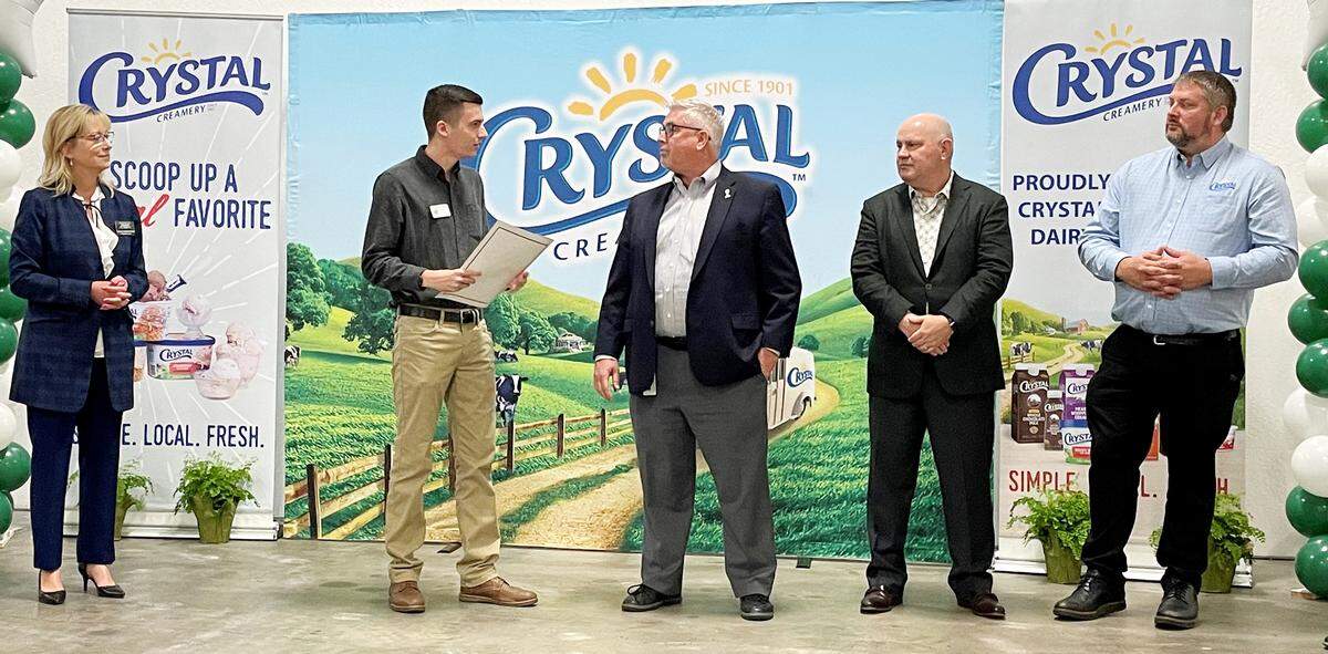Business leaders gathered March 29, 2022, to recognize Crystal Creamery of Modesto for its induction into the California Green Business Network.