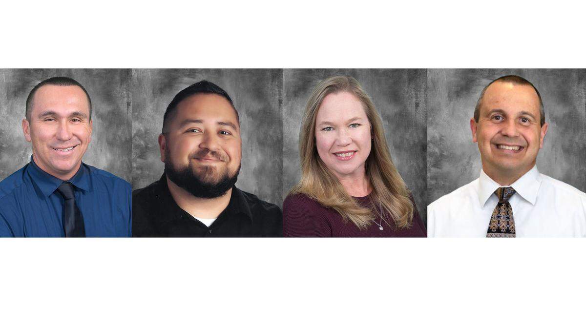 Left to right, Ismael Mercado, Carlos Perez, Elizabeth Holtan and Bob Elms were named Teachers of the Year.