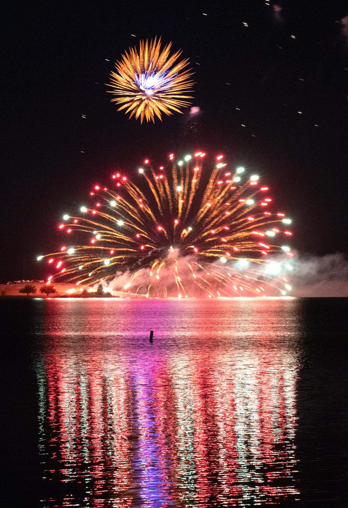Fourth of July fireworks at Woodward Reservoir in Oakdale, Calif., Saturday, July 1, 2023.
