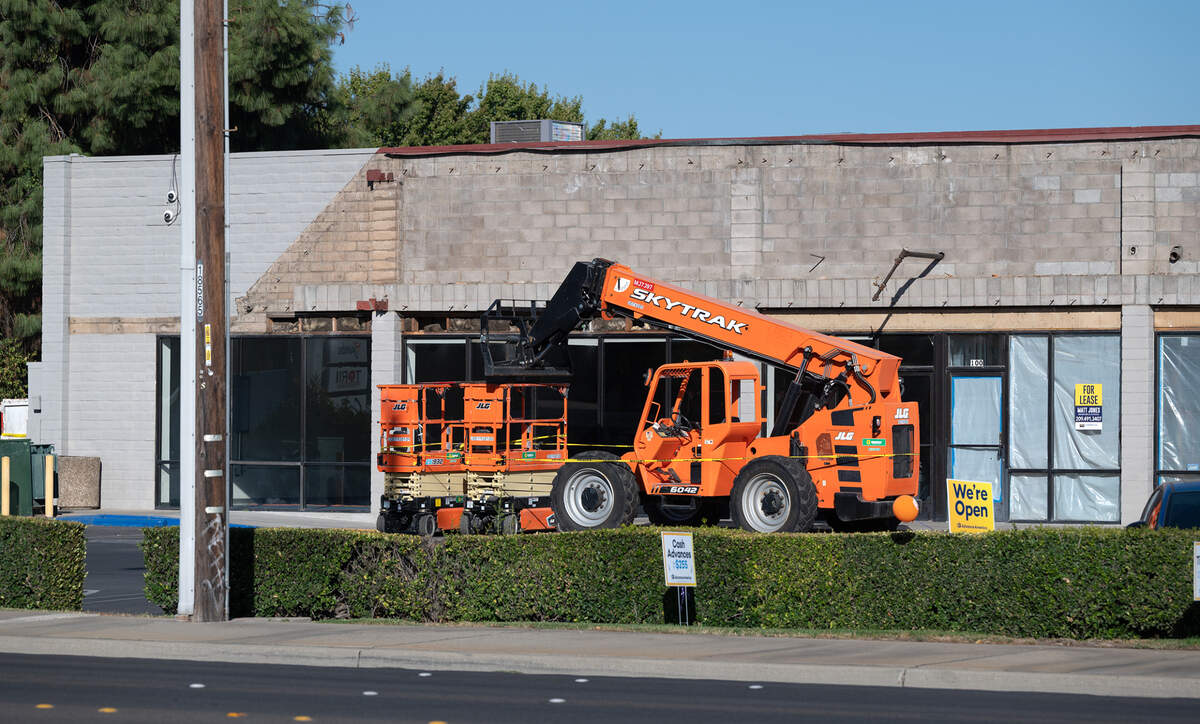 Facade renovations have begun at the Century Center in Modesto, Calif., Wednesday, Oct. 5, 2022.