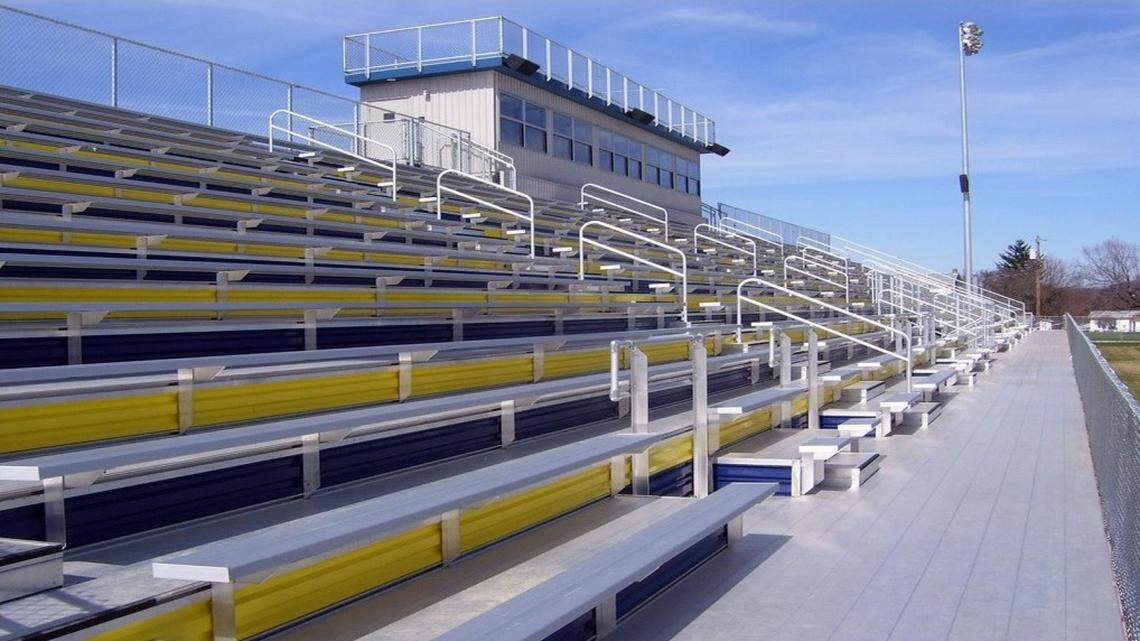 This image of what home bleachers and a press box at a Pitman High School stadium could look like was shared with the Turlock Unified School District board on Tuesday night, May 3, 2022.