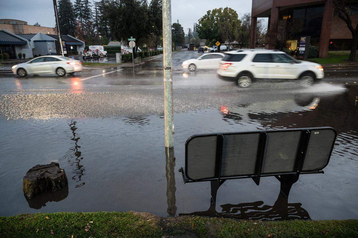 Street Flooding on Orangeburg Avenue near Coffee Road in Modesto, Calif., Tuesday, Dec. 27, 2022.