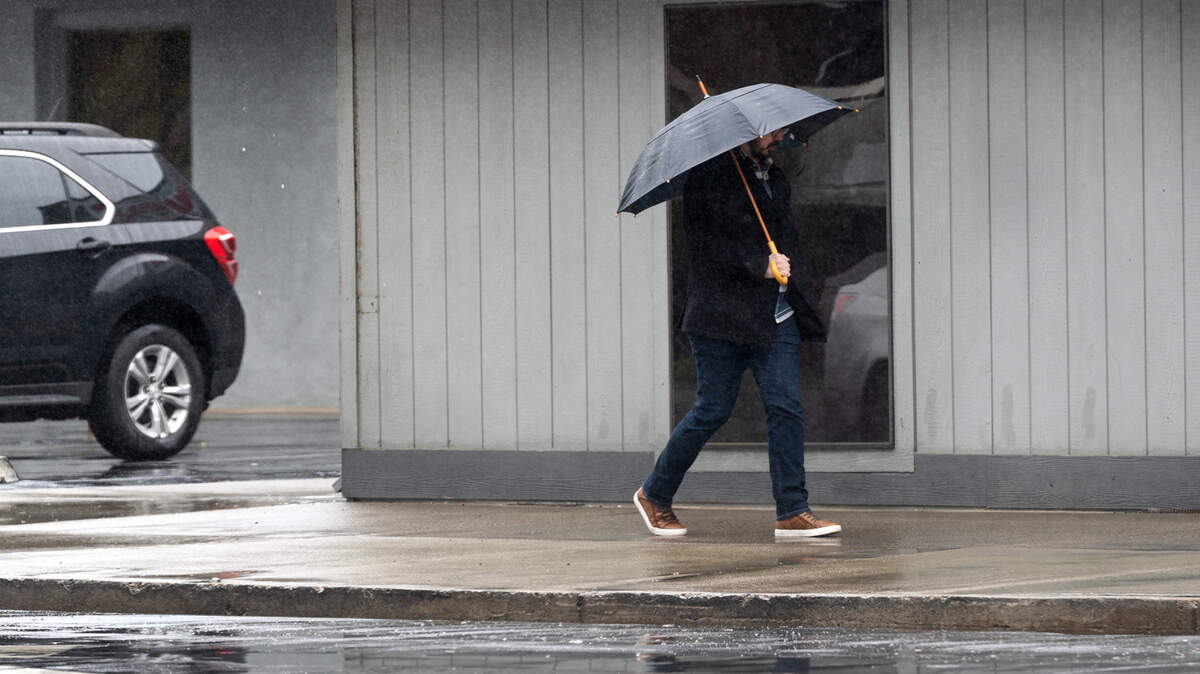 Rain fell into the afternoon in Modesto, Calif., Friday, March 10, 2023. More rain is forecast through Tuesday.