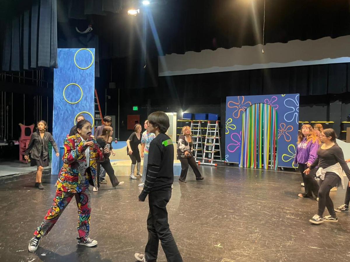 Downey students go through rehearsals for SpongeBob the Musical. Community members can see the production November 21-23.