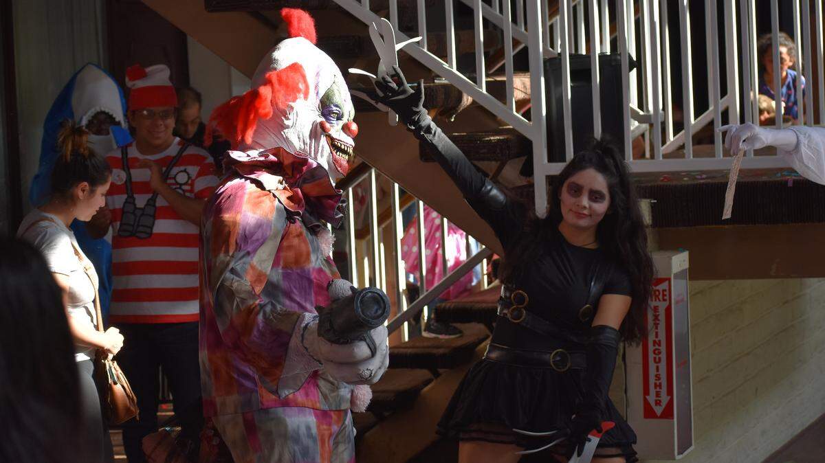 A “Killer Clowns from Outer Space” character was the  costume contest adult winner at Spooky Con at the Clarion Inn in Modesto on Sunday, Oct. 14. 2018.