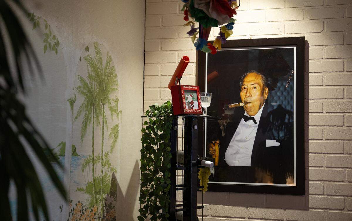 A picture of Alfredo Duran Sr. on the wall at Marcella’s Mexican restaurant in Modesto, Monday, Jan. 13, 2025.