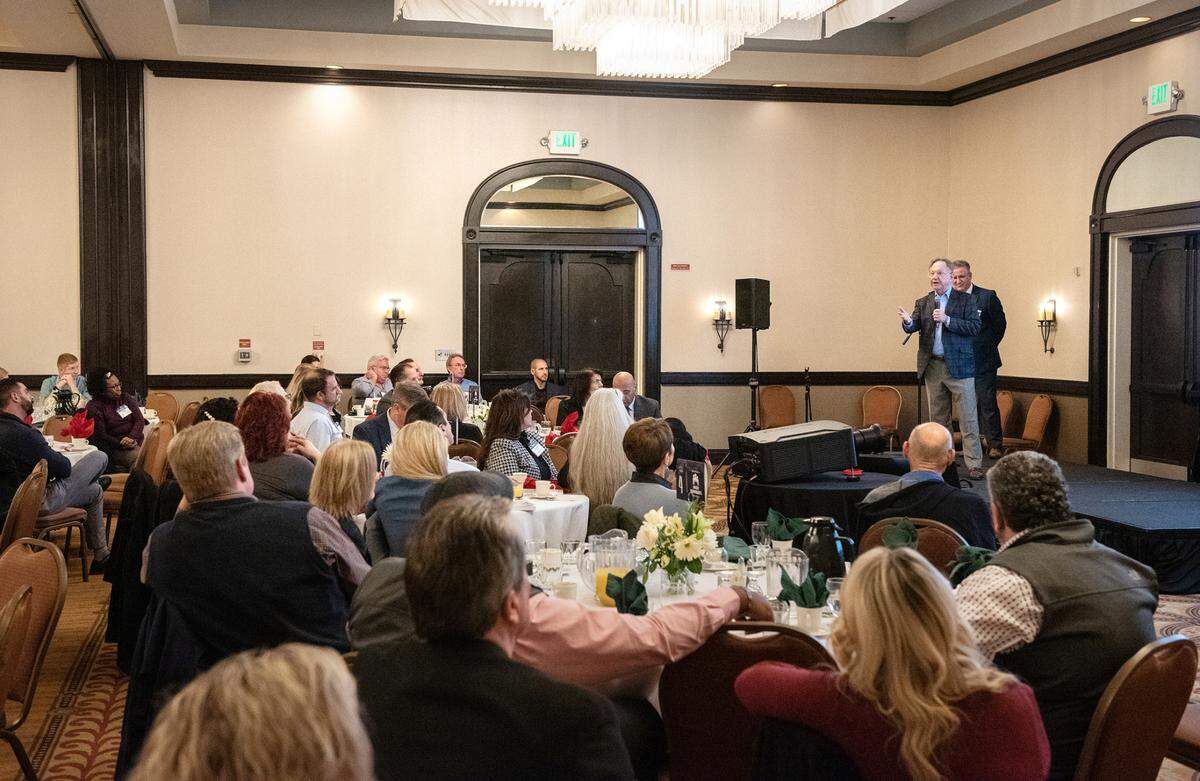 Quint Studer, author of “Building a Vibrant Community,” spoke at Opportunity Stanislaus’ annual meeting at the Doubletree Hotel in Modesto, Calif., Thursday, Dec. 15, 2022.