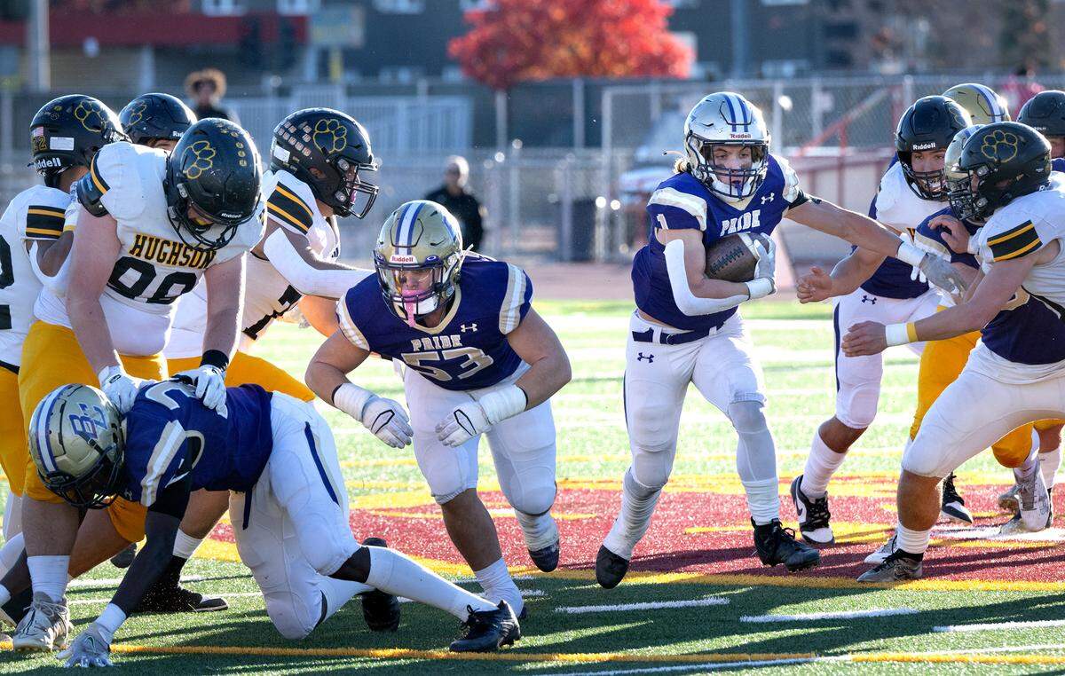 Bradshaw Christian Nathan Zeppieri runs the ball during the Sac-Joaquin Section Division VI championship game with Hughson at Sacramento City College in Sacramento, Calif., Saturday, Nov. 25, 2023.