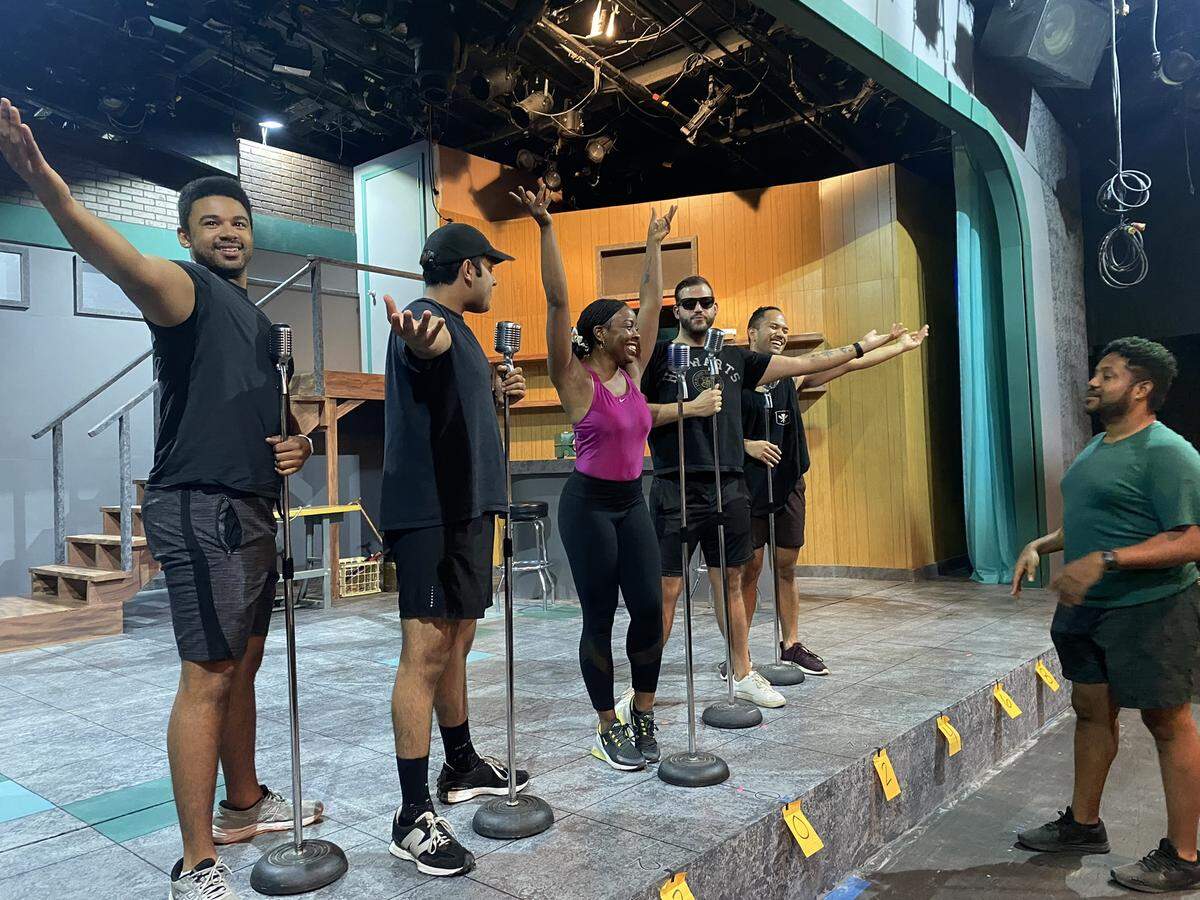 Actors rehearse for Sierra Repertory Theatre’s musical “Sh-Boom! Life Could Be a Dream.”