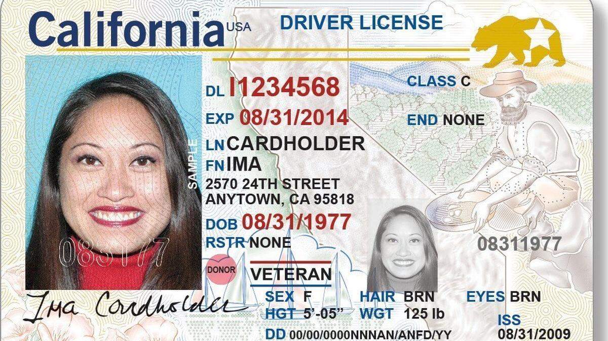 This is an example of the Real ID driver license. Depending on your age group and other eligibility guidelines, you can renew your driver license online or by mail.