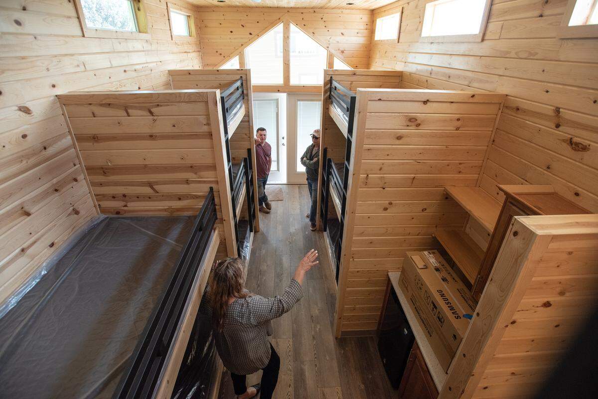 Camp Taylor has 10 new cabins outfitted with bunk beds and triple bunk beds for the visiting campers. Photographed near Grayson, Calif., on Monday, April 4, 2022.