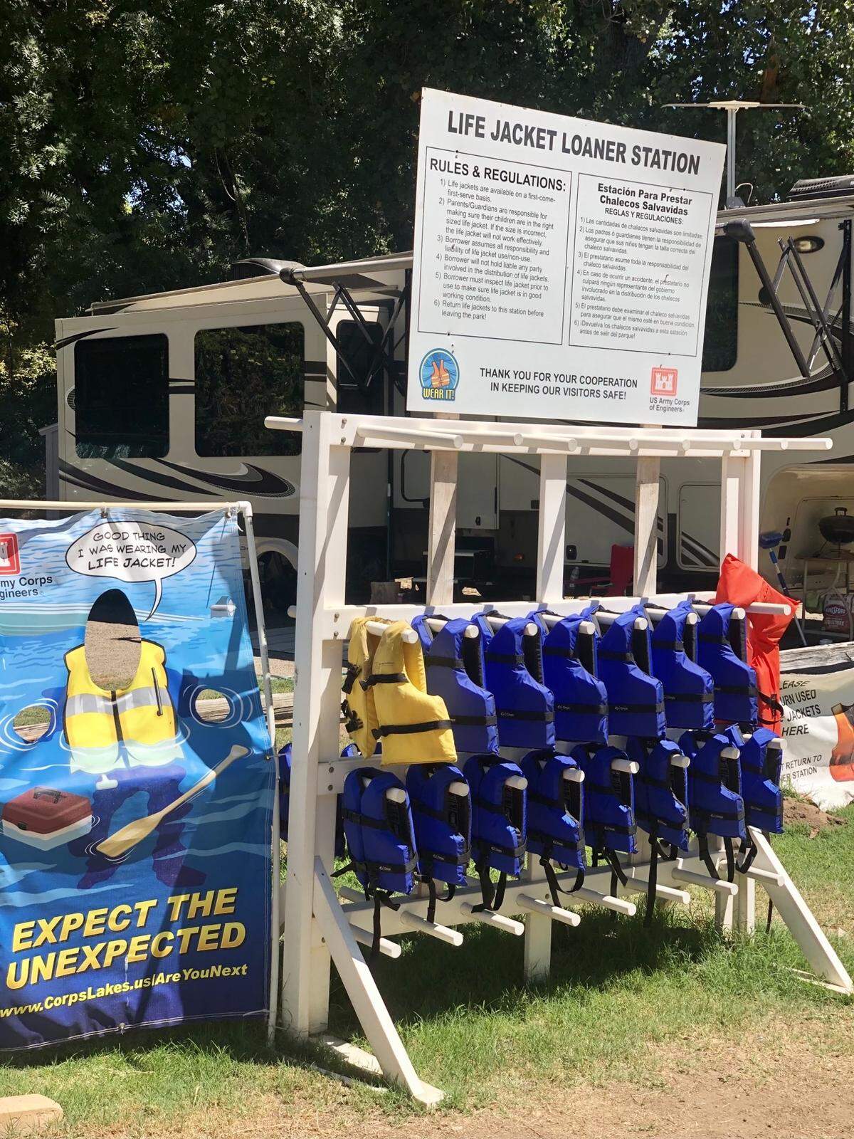 Life vests are available for loan in Knights Ferry, Calif.