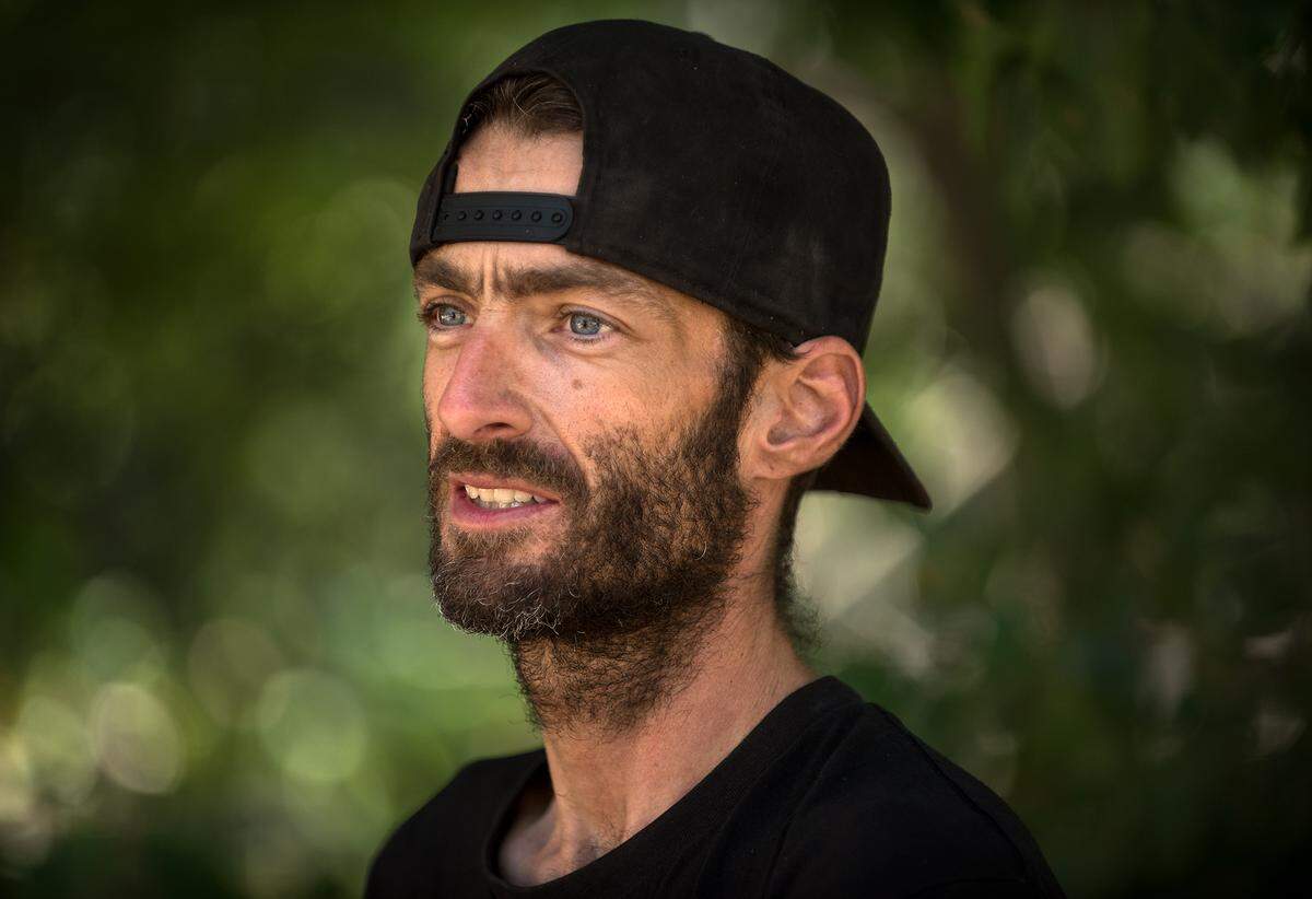 Homeless resident Josh House has been camping in Beard Brook Park in Modesto, Calif., on Wednesday, Sept. 19, 2018. 