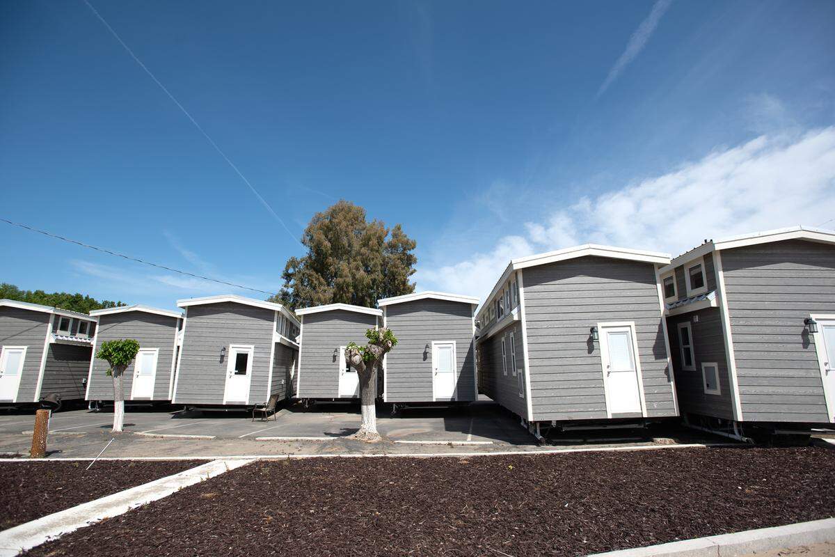 Camp Taylor has 10 new cabins outfitted with bunk beds and triple bunk beds for the visiting campers. Photographed near Grayson, Calif., on Monday, April 4, 2022. The cabins will be moved to a permanent location on the site in preparation for in-person camp this summer.